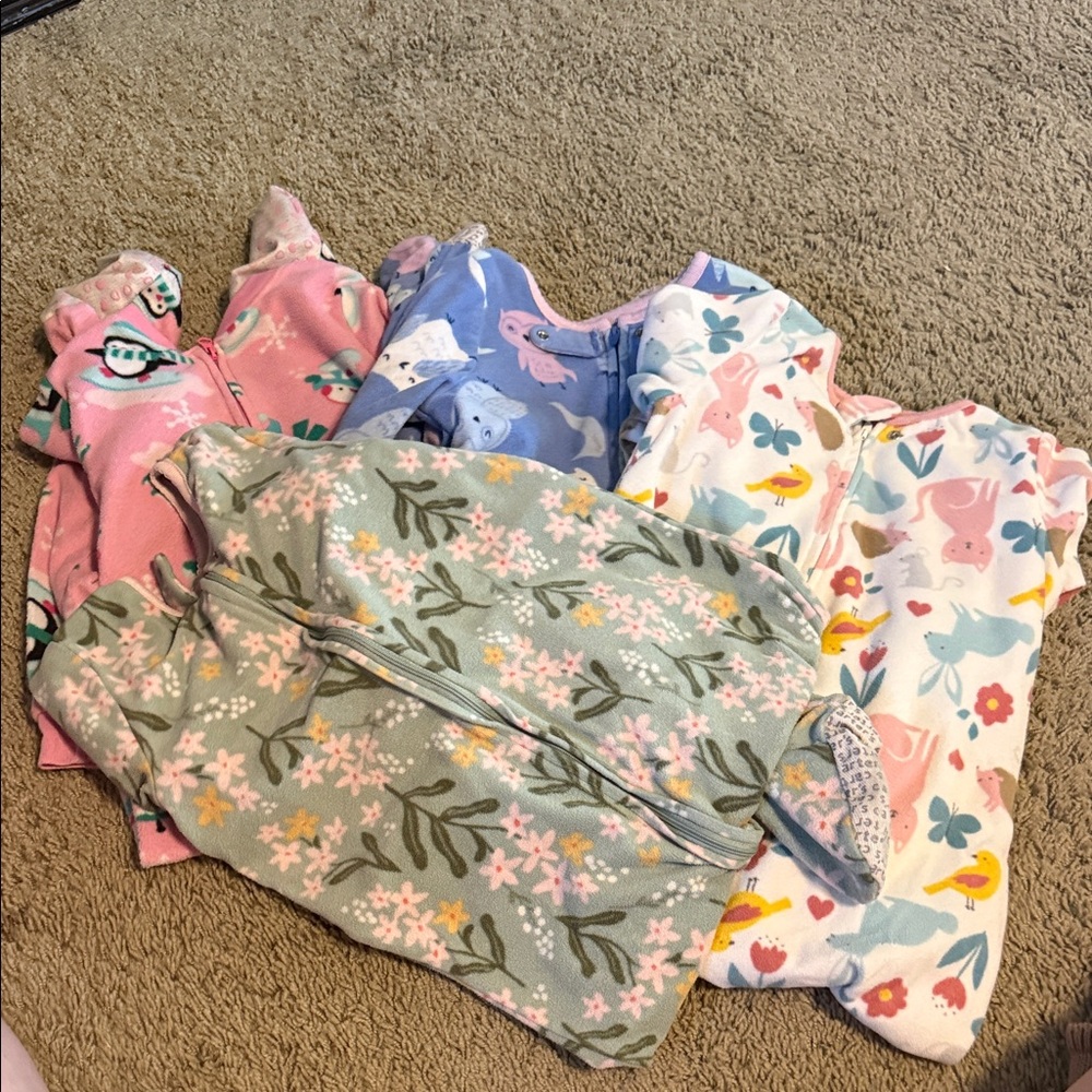 Carter's Multi-Print Zip Sleep Sacks in Pink, Blue, Green, White